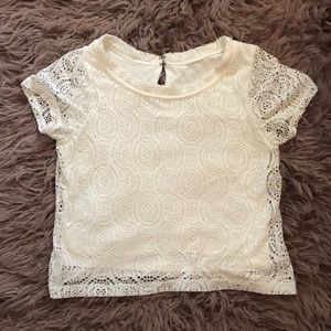 Cream crochet crop top